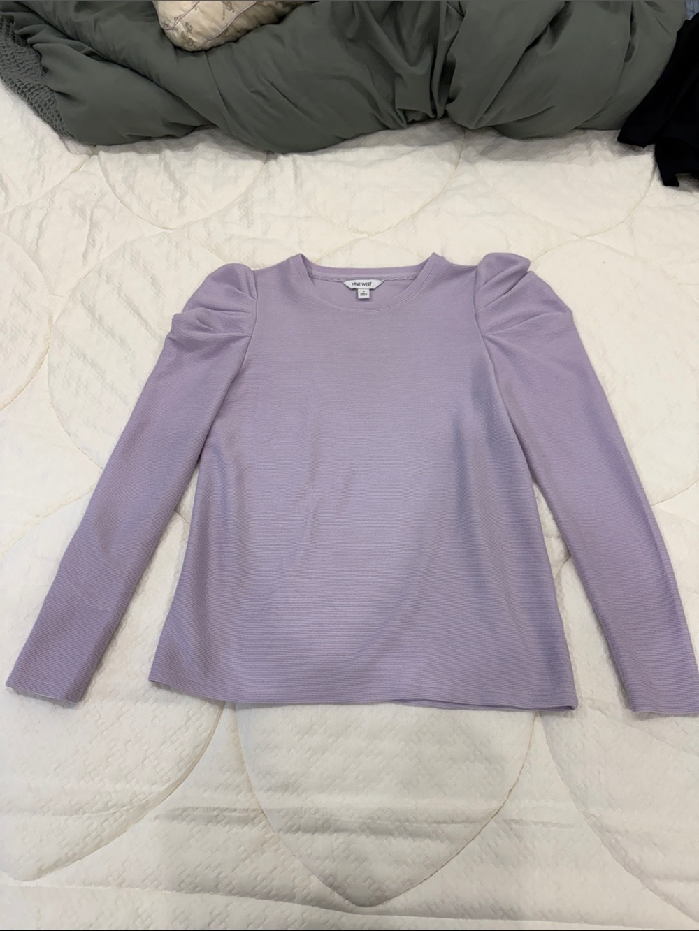 Nine West Women’s Puff-Shoulder Long Sleeve Top - Lavender